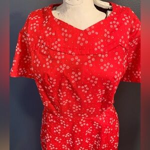 Vintage 1950’s Red Floral Dress